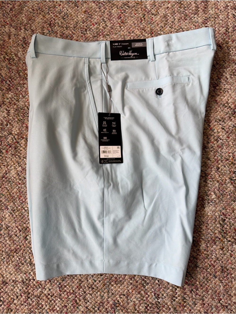 Walter Hagen Light Blue Men’s Flat Front Shorts